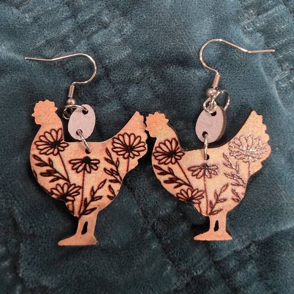 Jewelry - Floral Chicken Earrings
